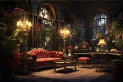 Opulent vintage parlor with floral accents Product Image 1