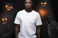Halloween T Shirt Mockup Male, White T-Shirt Mockup, d25 Product Image 2