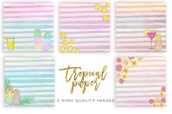Summer Digital Paper, Tropical paper, Watercolor paper, pineapple paper Digital Papers, Tropical Pineapple, summer pinneaple digital print Product Image 1