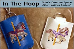 ITH Carousel Horse Hand Sanitizer Holder- Snap Tab 5x7 Hoop Product Image 1