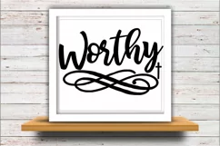Worthy SVG DXF JPEG Silhouette Cameo Cricut Faith Cross svg Product Image 2