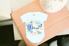 Watercolor Blue Newborn Baby Wreath Design PNG Product Image 2