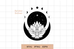 Floral moon svg, Lotus svg, Moon phases svg, Celestial svg Product Image 1