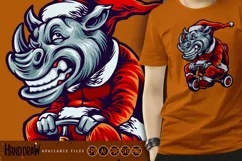 Rhino Mascot on fancy Dress santa claus riding Unicycle Svg Product Image 3