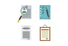 Cv icon set, flat style Product Image 1