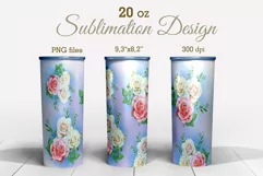 Tumbler Sublimation Design Flowers / Watercolor Roses / PNG Product Image 1