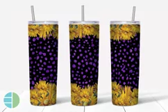 Skinny Tumbler Sublimation Design - Sunflower Leopard Print Product Image 2