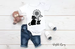 Cat sunflower and watering can design SVG / PNG / EPS / DXF Product Image 3