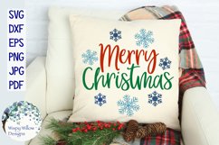 Merry Christmas SVG with Snowflakes Product Image 1