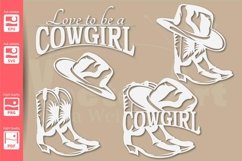 Cowgirl Logo with Hat and Boots - SVG - Set Product Image 1