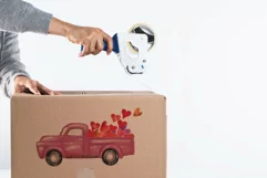 Watercolor vintage Valentine truck load with kisses XOXO png Product Image 4