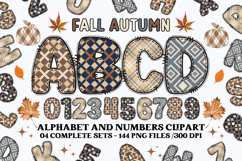 Fall Autumn Alphabet png clipart, fall autumn letters doodle Product Image 1