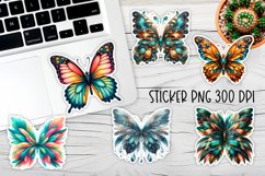 Butterfly flower stickers | Summer butterfly PNG stickers Product Image 5