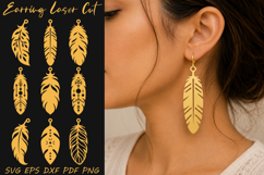 Feather Earrings Laser Cut SVG Product Image 1