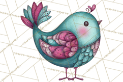 Whimsical Bird Doodle Clipart Colorful Cute PNG Product Image 2
