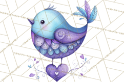 Whimsical Bird Doodle Clipart Colorful Cute PNG Product Image 4