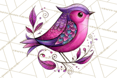 Whimsical Bird Doodle Clipart Colorful Cute PNG Product Image 2