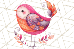 Whimsical Bird Doodle Clipart Colorful Cute PNG Product Image 5