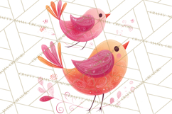 Whimsical Bird Doodle Clipart Colorful Cute PNG Product Image 3
