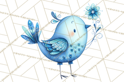 Whimsical Bird Doodle Clipart Colorful Cute PNG Product Image 2