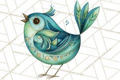 Whimsical Bird Doodle Clipart Colorful Cute PNG Product Image 5