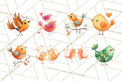 Whimsical Bird Doodle Clipart Colorful Cute PNG Product Image 3