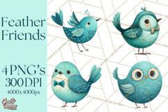 Whimsical Bird Doodle Clipart Colorful Cute PNG Product Image 1