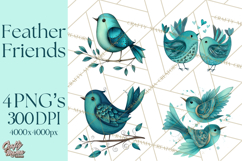 Whimsical Bird Doodle Clipart Colorful Cute PNG Product Image 1