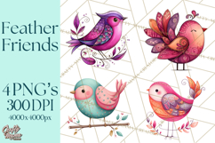 Whimsical Bird Doodle Clipart Colorful Cute PNG Product Image 1