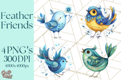 Whimsical Bird Doodle Clipart Colorful Cute PNG Product Image 1