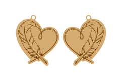 Half Feather Half Heart Earrings Laser Cut Template Product Image 2