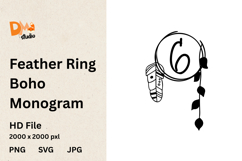 Feather Ring Boho Monogram Product Image 1