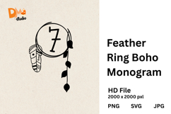 Feather Ring Boho Monogram Product Image 1