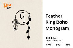 Feather Ring Boho Monogram Product Image 1