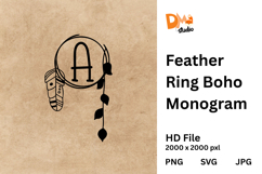 Feather Ring Boho Monogram Product Image 1