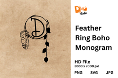 Feather Ring Boho Monogram Product Image 1