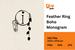 Feather Ring Boho Monogram Product Image 1