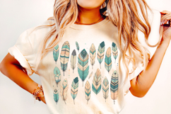 Boho Feathers PNG, Feathers Clipart PNG, Retro Feathers PNG Product Image 2