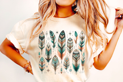 Boho Feathers PNG, Feathers Clipart PNG, Retro Feathers PNG Product Image 1