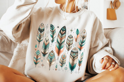 Boho Feathers PNG, Feathers Clipart PNG, Retro Feathers PNG Product Image 2