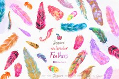 Watercolor Feathers Clipart, hand painted boho png 063 Product Image 1