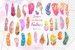 Watercolor Feathers Clipart, hand painted boho png 063 Product Image 3