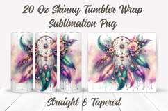 Dreamcatcher Tumbler Wrap, Feathers Tumbler Sublimation PNG Product Image 2