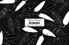 Hand Drawn White Feathers | Bird, Tattoo, Boho Aztec Decor Product Image 1