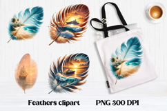 Summer feathers PNG clipart | Tropical feather sublimation Product Image 1