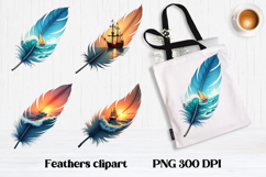 Summer feathers PNG clipart | Tropical feather sublimation Product Image 1