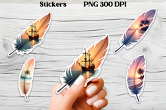 Cute feather stickers PNG | Ocean beach feather sticker Product Image 1