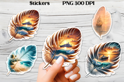 Cute feather stickers PNG | Ocean beach feather sticker Product Image 1