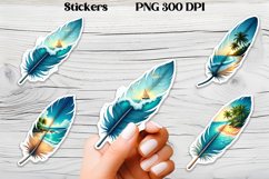 Cute feather stickers PNG | Ocean beach feather sticker Product Image 1