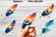 Cute feather stickers PNG | Ocean beach feather sticker Product Image 1